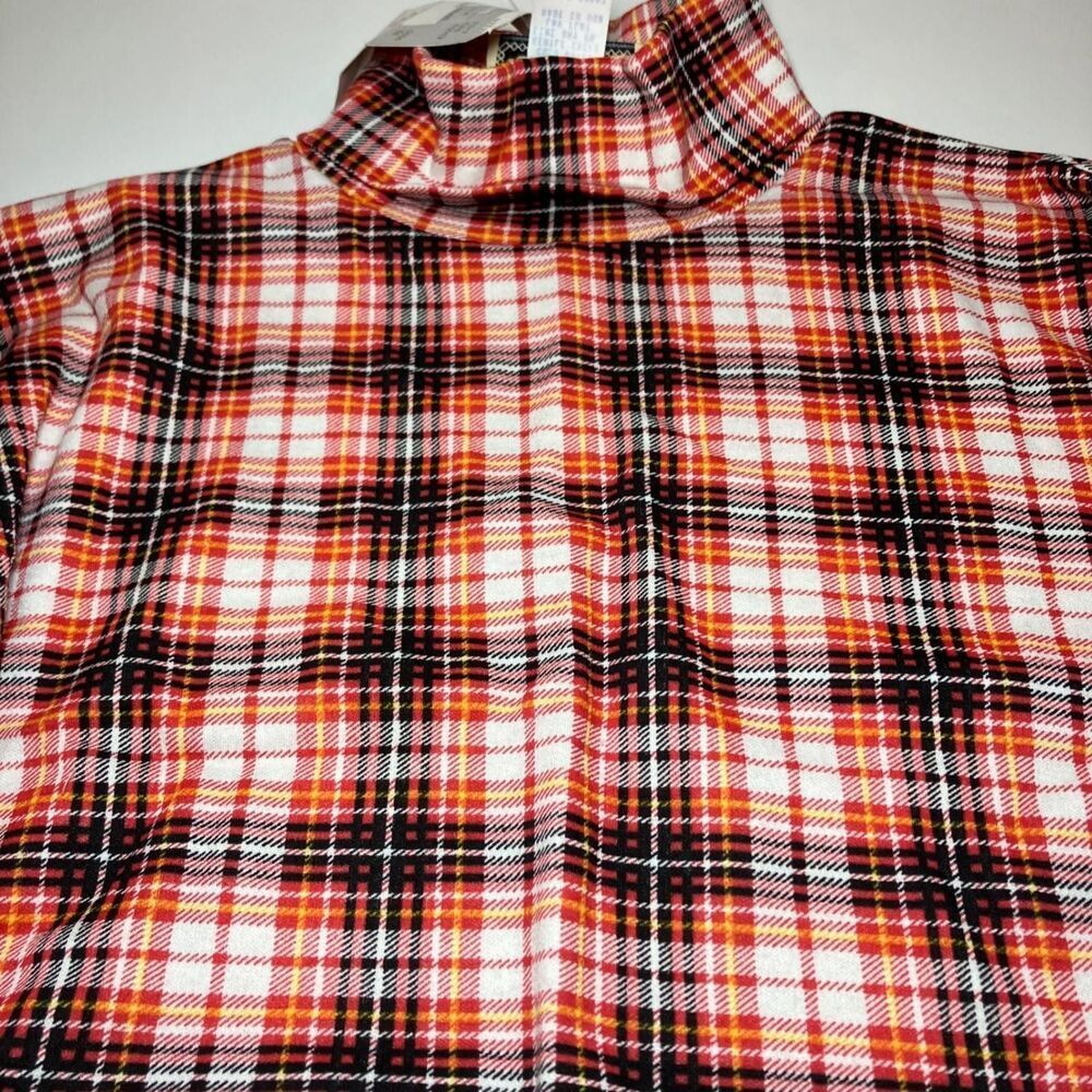 Vintage Deadstock 80s-90s Croquet Club Plaid Mock Turtleneck Size M Made in USA - Picture 5 of 8